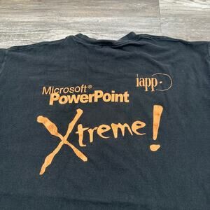 Vintage 90s Microsoft PowerPoint Xtreme Iapp Black Mens XL Techie Graphic Tshirt